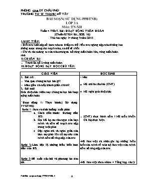 Giáo án Tự nhiên và xã hội Lớp 3 - Tiết 7 đến 32 - Năm học 2015-2016